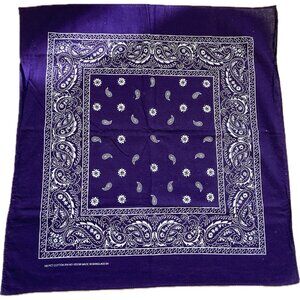 Vintage 100% Cot Blue Indigo Bandana RN 103708 Scarf Handkerchief Paisley Biker
